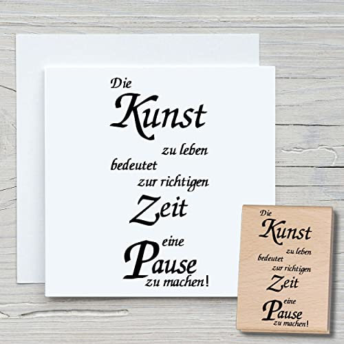 NEWSTAMPS Stempel Die Kunst zu leben Motivstempel groß aus Holz & Gummi zum Karten basteln, Holzstempel, Sprüche, Spruchstempel, Textstempel, Schrift, Scrapbook, Textilstempel, Deko