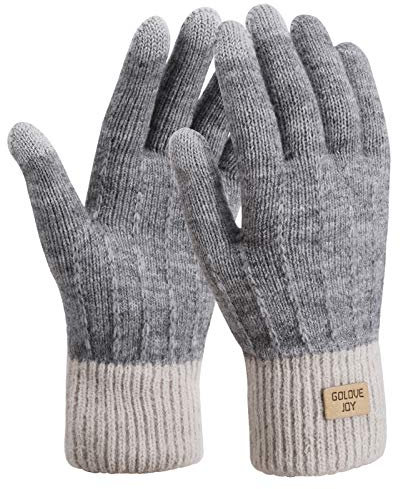 TAGVO Damenhandschuhe Winter Touchscreen Gestrickt Warme Handschuhe,Elastisches Warmes Fleece Arbeitshandschuhe für Frauen, Winterhandschuhe zum Skifahren Radfahren Wandern Fahren-Einheitsgröße