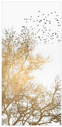 Bilderwelten Raumteiler - Vogelschwarm vor goldenem Baum - 250x120cm, inkl. Halterung