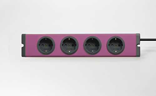 BODO Design Auminium Steckdosenleiste, 4-fach, lackiert in der Trendfarbe Red Berry, 1,5 m Zuleitung