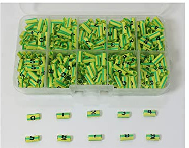 Plastic box heat shrink tubing cable marker label Wire Number 0 to 9 1-16mm 8 Colore PVC insulation shrink ratio 2:1-China,yellow green color,4.0mm