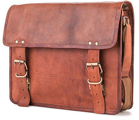 Berliner Bags York XL Sac Messenger en Cuir Véritable avec Compartiment pour Ordinateur Portable 15 Pouces, Idéal pour le Travail ou les Études, pour Homme et Femme – Marron