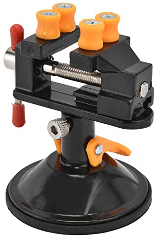 Pince d'étau de banc, étau à fond rond mandrin réglable en alliage d'aluminium avec base à ventouse pour le serrage de pièces pour la production de bricolage