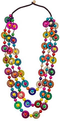 EMSea Böhmische Halskette Vintage Antique Perlen Ketten aus Kokosnussschalel Holzperlen Charms Geschenk für Damen Mädchen