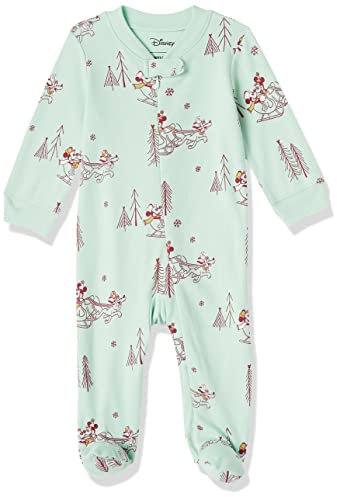 Amazon Essentials Disney | Marvel | Star Wars Pijama Ceñido de Algodón con Pies Unisex Bebés, Mickey Winter - Sleep & Play, 3-6 meses