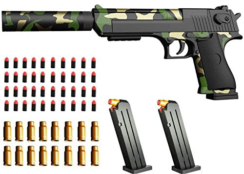Pistolet Jouet Avec Chargeur Éjectable et Balles - Taille 1:1 d'Aspect Réel, Pour Formation à la Sécurité ou Cadeau Unique (Armée Verte)