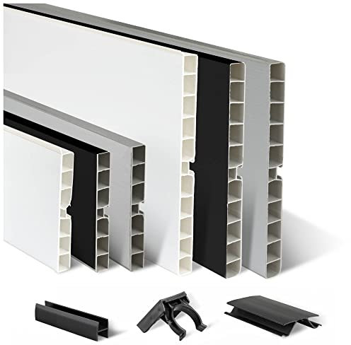 TJ Verbinder für Sockelleiste Küche Schwarz Hochglanz 100 mm I Küchen-Sockelblenden Zubehör aus PVC I Verbindungsstück für Küchensockel mit Dichtlippe I Abschlussleiste für Küchenschränke