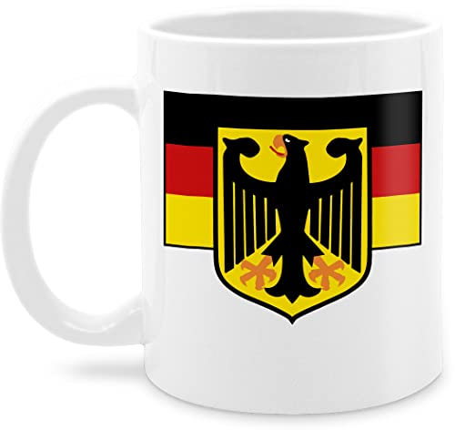 Tasse Tassen 325ml - Fußball EM WM - Deutschland Flagge mit Bundesadler - 325 ml - Weiß - adler 2024 fussball german häferl fanartikel europameisterschaft germany fu ball deutschland. em24