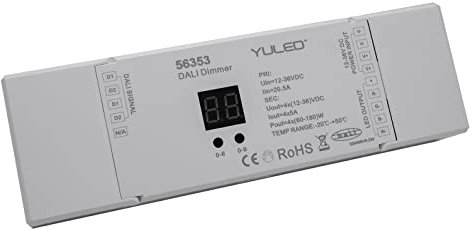 Planetitaly Controller luci LED centralina dimmer DALI 56353 4 canali 4 x 5A con display 12-36Vdc
