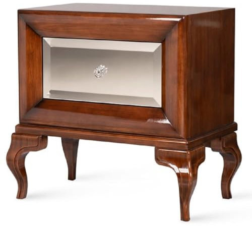 Casa Padrino Luxus Art Deco Nachttisch Hochglanz Braun 70 x 42 x H. 65 cm - Verspiegelter Beistelltisch mit Schublade - Luxus Schlafzimmer Möbel - Luxus Art Deco Möbel