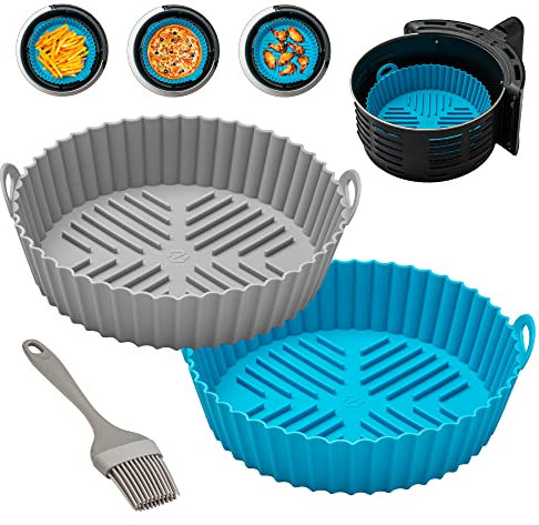 ZAFAH 2Pcs Silicone Air Fryer Liner Round, 6.7 Inch – Reusable Air Fryer Silicone Liner –Non-Stick & Heat Resistant – Replacement for Paper Air Fryer Liners – Suitable for All Air Fryers (Round)