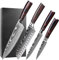 JOHOOBO Küchenmesser Set, 4-teilig mit Santoku, Fleischmesser, Gemüsemesser, Schälmesser aus deutschem Edelstahl und Pakkaholz Griffen
