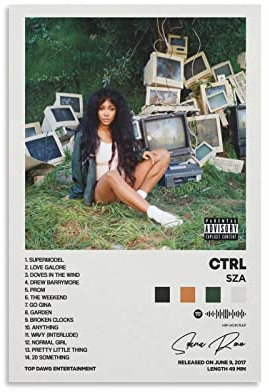 SZA – Ctrl Album Cover Leinwand Poster für Zimmer Ästhetisches Geschenk Rahmen: 40 x 60 cm