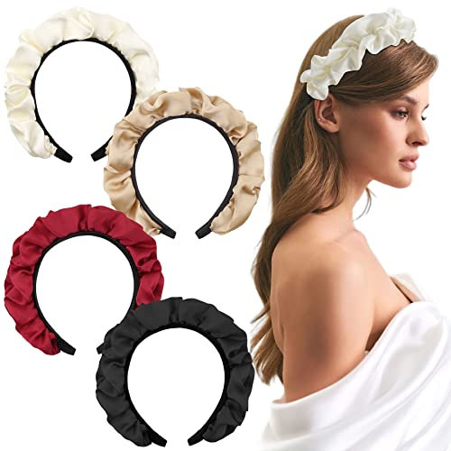 MiDoDo 4 Stück Haarband Stirnband Breit Kopfband für Damen Haarreifen Stauchfalzung Stirnbänder Turban Vintage Stoff Haarreif Mädchen Lieferungen