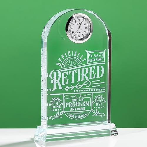 Ruhestandsgeschenke für Frauen und Männer 2024 Kollegen, Kristall-Uhr, Geschenk für Kollegen, Abschiedsgeschenke für Frauen, Abschiedsgeschenke für den Chef, Happy Ruhestand, Geschenke für