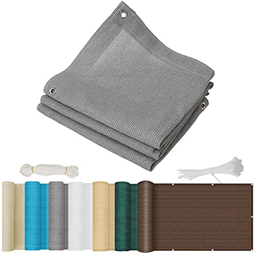 Voile d'ombrage Rectangulaire 1.2x8.5m Pare-Soleil Toile d ombrage avec Trous et Serre-câbles pour Terrasse Extérieur Patio Piscine, Gris