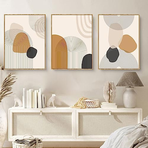Herfair 3er Poster Set Premium Wandbilder Abstrakt Bilder Set Kunst Line Leinwandbilder Aesthetic Bilder Kunstdrucke Schlafzimmer Wohnzimmer Deko, Ohne Rahmen (Stil A,40x50cm)