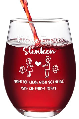 Joymaking Weinglas mit Spruch - Deine Fürze Stinken, Valentinstaggeschenk für Ihn Sie, Geschenk Freund Freundin, Partner Geschenke, Jahrestagsgeschenk für Sie, Ich Liebe Dich Geschenke 17oz