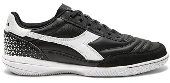 Diadora Calcetto LT Turf Fu ballschuhe Vollnarbenleder, verbesserte D mpfung, verschlei fester Gummi, Kunstrasen, optimale Traktion und Stabilit t, Schwarz/Wei (Indoor), 43 EU