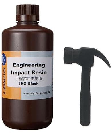Antinsky Engineering Impact Resin für 3D-Drucker, 405 nm UV-Härtung, ultrahohe Schlagfestigkeit und Zähigkeit, hohe Präzision, hohe Festigkeit, hochwertige Fabrikmaterialien, Schwarz, 1kg