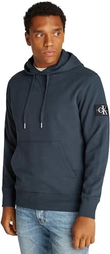 Calvin Klein Herren Hoodie Badge mit Kapuze, Blau (Ink), XXL