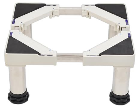 Base per Lavatrice, Base per Asciugatrice Regolabile Lunghezza/Larghezza Regolabile 30-48cm Altezza 18-21cm Supporti 150 kg, Base per Lavatrice Asciugatrice Frigoriferi 4 Piedi Fissi Bianca