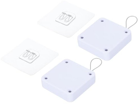 sourcing map Chiudiporta automatico senza punzonatura, con sensore, 119,4 cm, cavo retrattile con doppio adesivo, blocco di sicurezza, terminale ad arco, per porte di casa e ufficio, 500 g, 2 set