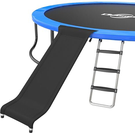 Deomod Trampoline Ladder Slide Kit, Trampoline Universal 3 Steps Wide Ladder & Buffer Slide, Universal Ladder Slide for 10ft 12ft 14ft 15ft 16ft Trampoline, Easy to Climb and Slide for Children/Kids