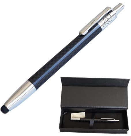 Kugelschreiber aus echtem Kohlefaser im italienischen Stil mit Snapshot Blue Refill Touch Tip mit Etui, Geschenkidee zum Muttertag (Kohlefaser)