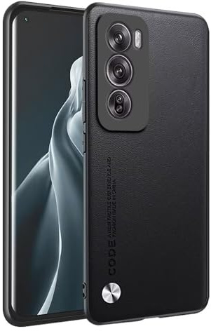 HONLEN Custodia per OPPO Reno12 Pro 5G / OPPO Reno 12 Pro 5G (6.7 Inches) Cover per Telefono Aziendale con Retro in Pelle, Nero