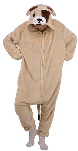 SIYUE Onesie Kostüm Relaxo Jumpsuit Bulldogge Erwachsene Pyjamas Damen Herren Kostum Tier Hund Schlafanzug Weihnachten Karneval Halloween PJ-DouNQ XL