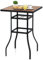 COSTWAY Bistrotisch mit Schirmloch, Gartentisch mit Tischplatte in Holzoptik, Stehtisch, quadratischer Balkontisch für Garten, Hinterhof, Balkon, 70 x 70 x 102 cm