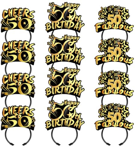KKBES Happy Birthday Stirnbänder 50 Geburtstag Party Hüte 50 Jahre Geburtstag Hüte 3 Muster