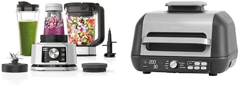 Ninja Foodi Power Nutri Blender 3-en-1, mélange les bols de smoothie boissons glacées, 1200W, CB350EU + Ninja Foodi MAX PRO Grill, Plancha, Air Fryer avec sonde de cuisson, 3,8L, 7 en 1, AG651EU