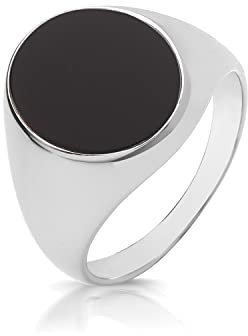 Modischer 925 Sterling Silber Herren - Monarchenring/Siegelring mit Onyx TRS33138RSY