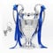 LNGODEHO European Champion Football Trophäe, Harz St. Bernard League Replica Award Cup, Silber mit blauen Bändern für Sport Fan League Team (44 cm)