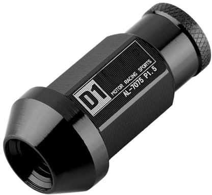 Tuerca de Rueda de Carreras de Aluminio Negro de 12x1,5 para Tornillos de Neumáticos de Coche Tuerca de Rueda Ligera y le para Coches de Carreras (BLACK)