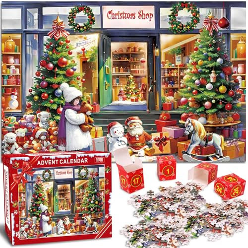 Christmas Jigsaw Puzzle for Adults, Surprise Christmas Puzzle Gifts Countdown Calendars,Christmas Gifts For Women Men Kids