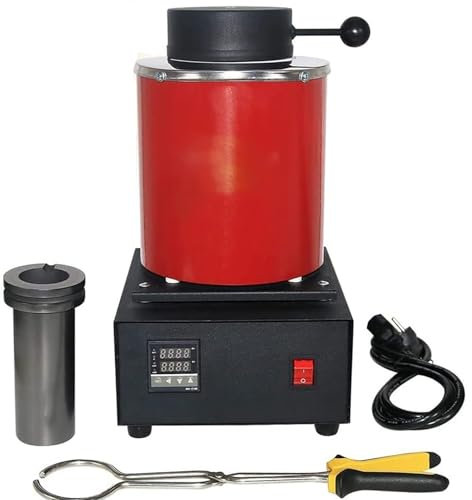 Four de fusion électrique, machine de four de fusion numérique 2102 ° F, moulage d'orfèvre avec creuset en graphite, four de fusion à induction for bijoux, aluminium, fer, acier(2KG)