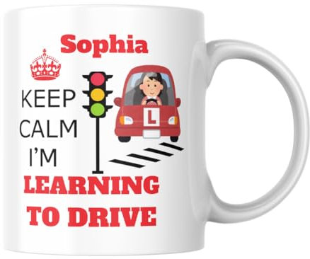 Personalised New Learner Driver Mug, Keep Calm I'm Learning to Drive Mug, New Learner Driver Gift