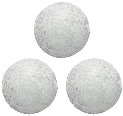 Sourcing Map Decorative Glass Balls - 3 Pcs, 2.36 Inch Orbs, Centerpiece Balls, Mosaic Glass Spheres for Decor, Bowls, Vases, Dining Table, Party, White