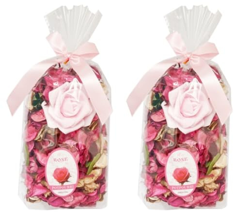 Botide Potpourri-Beutel, Duftsäckchen für Zuhause, Blütenblatt, Potpourri-Schüsselfüller, Vasenfüller für Familien, Hochzeiten, Autos, Cafés usw., Dekoration, 2 Beutel, 284 ml (Rose)