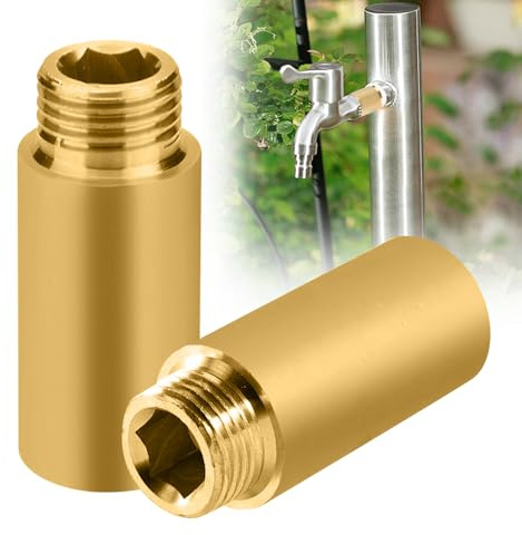 Hahnverlängerung, 2 Stück Messing Hahnverlängerung Gewindeverlängerung Verlängerung Fitting aus Messing für Leitungsinstallation, Verlängerung 1/2 Zoll 40mm+50mm