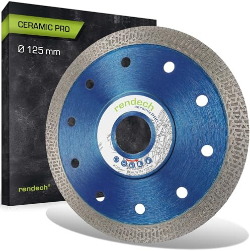 Premium Diamantscheibe 125mm für Fliesen, Feinsteinzeug, Granit uvm. - Profi Diamanttrennscheibe für exakte Schnittkanten | rendech® Markenqualität