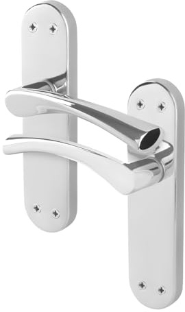 EAI Polished Chrome Door Handles, 1 Pair on Backplate - Novoli | 1 Pair of T-Bar Lever on Backplate Internal Door Handles, Fixings Included