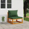 CINDERFUL Garten-Mittelsofa mit Grünen Kissen Massivholz Akazie,Akazienholz Gartensofa mit bequemen Kissen für Innenund Außenbereiche Gartensitzmöbel