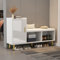 Azkoeesy Weiße Schuhbank, Schuhschrank, Schuhregal, mit Hochglanz-Schranktür, gepolstertem Sitzbank, für Eingang, Flur, Wohnzimmer, Schlafzimmer, Garderobe