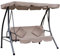 Outsunny 2 in 1 Hollywoodschaukel mit Liegefunktion, 3-Sitzer Gartenschaukel mit verstellbar Sonnendach Kissen, Schaukelbank belast bis 340kg, Gartenliege für Garten Terrasse 200x 125 x 170 cm Beige