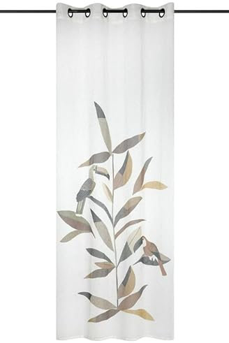 SCHÖNER LEBEN. Vorhang mit Ösen Voile Tukan Blätter Leinenoptik 140x260cm