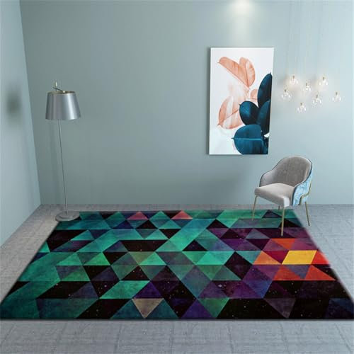 RUGMRZ Wohnzimmermöbel 300X400Cm Flickenteppich Waschbar 20 Blau Teppich Jungen Jugendzimmer Deko Teenager Mädchen Zimmer Moderne Minimalistische Geometrische Abstrakte Wohnzimmer Schlafzimmer